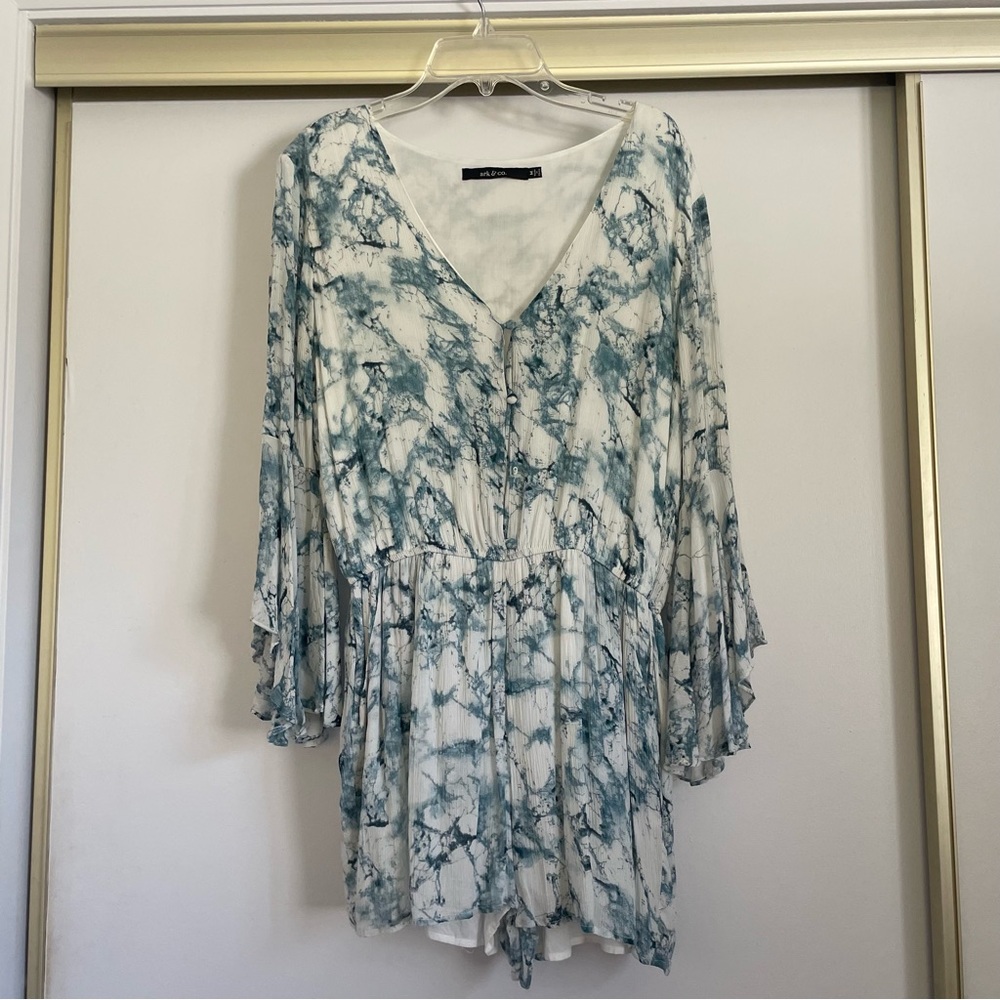 Blue Watercolor / Marble Romper